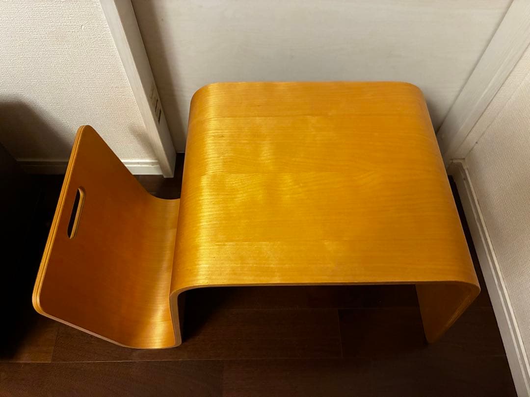 プライウッド、マガジンラック付きサイドテーブル、ミッドセンチュリー、北欧、モダン