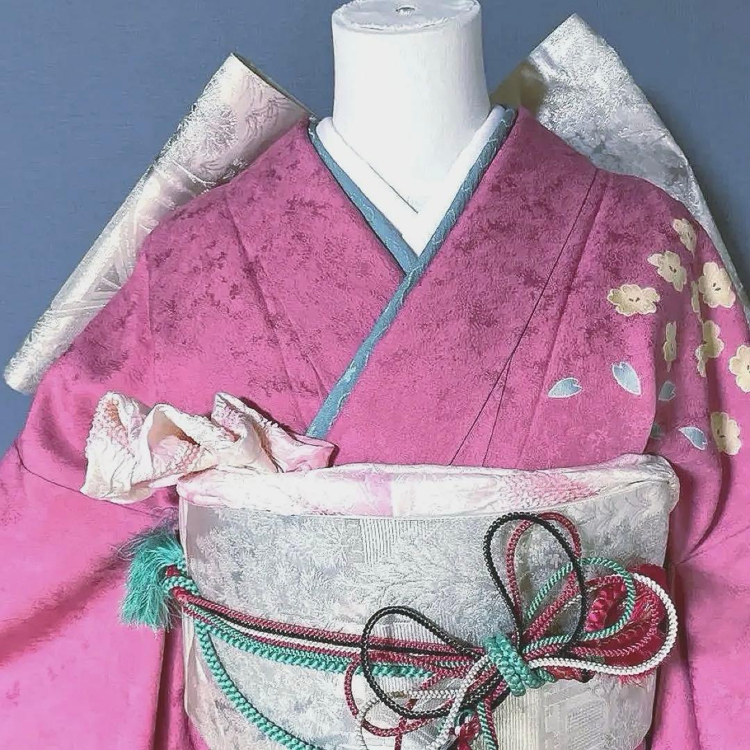 振袖フルセット　高身長　ゆったりサイズ　手描き友禅　成人式振袖　振袖　裄丈69