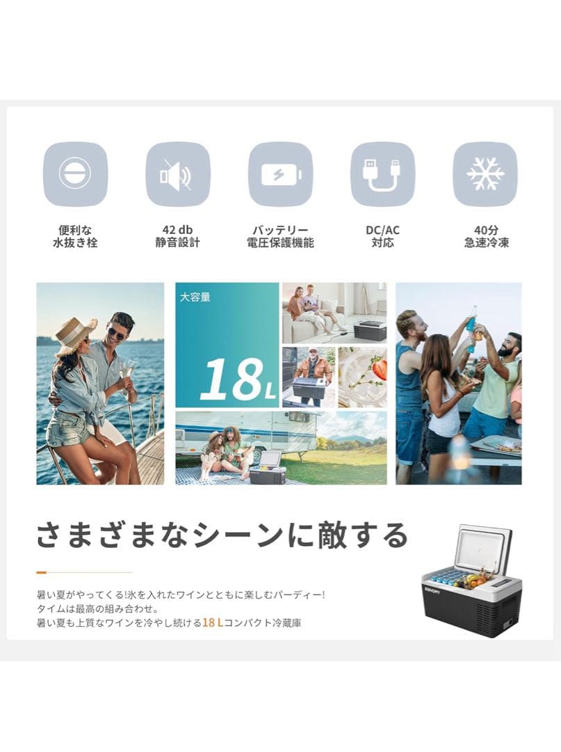 Euhomy 車載冷蔵庫 18L