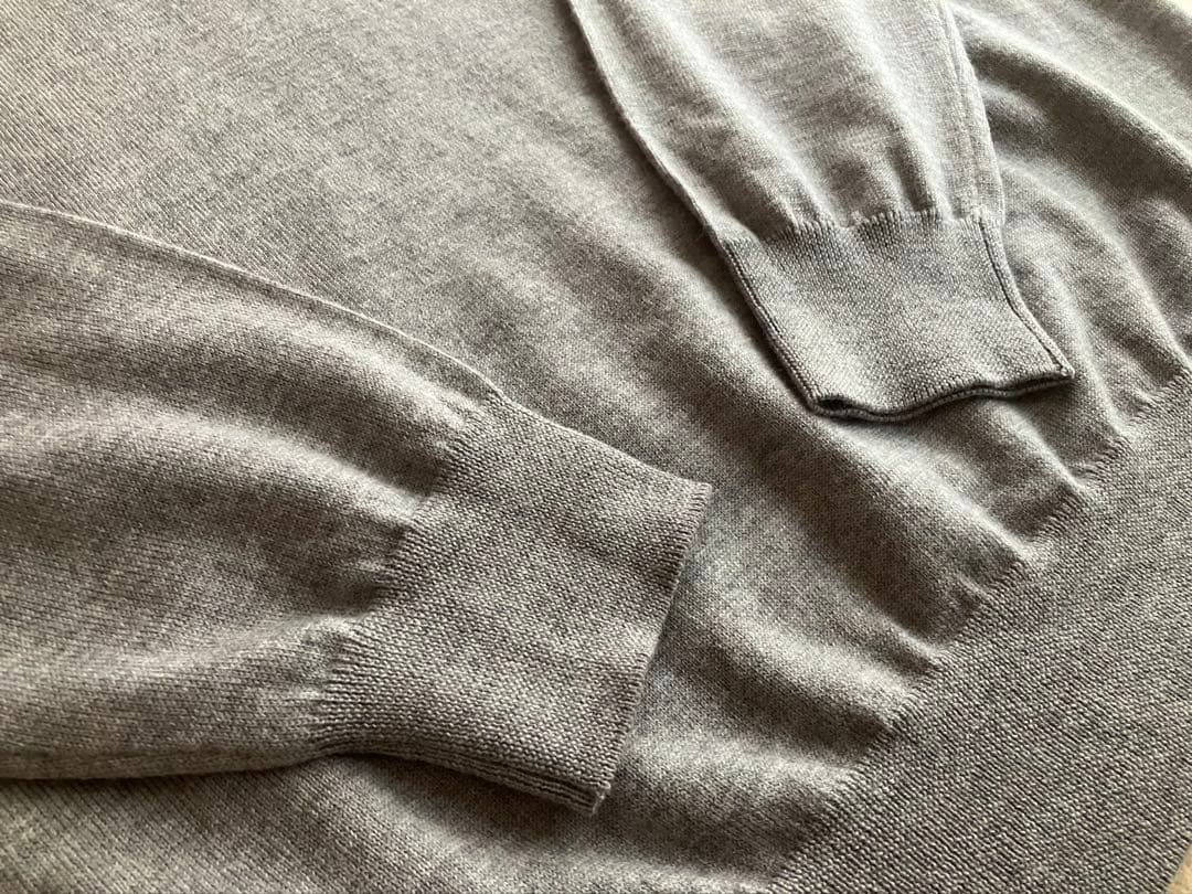 Cruciani ウール 27G ニットポロ 製品染め 長袖 杢グレー 52