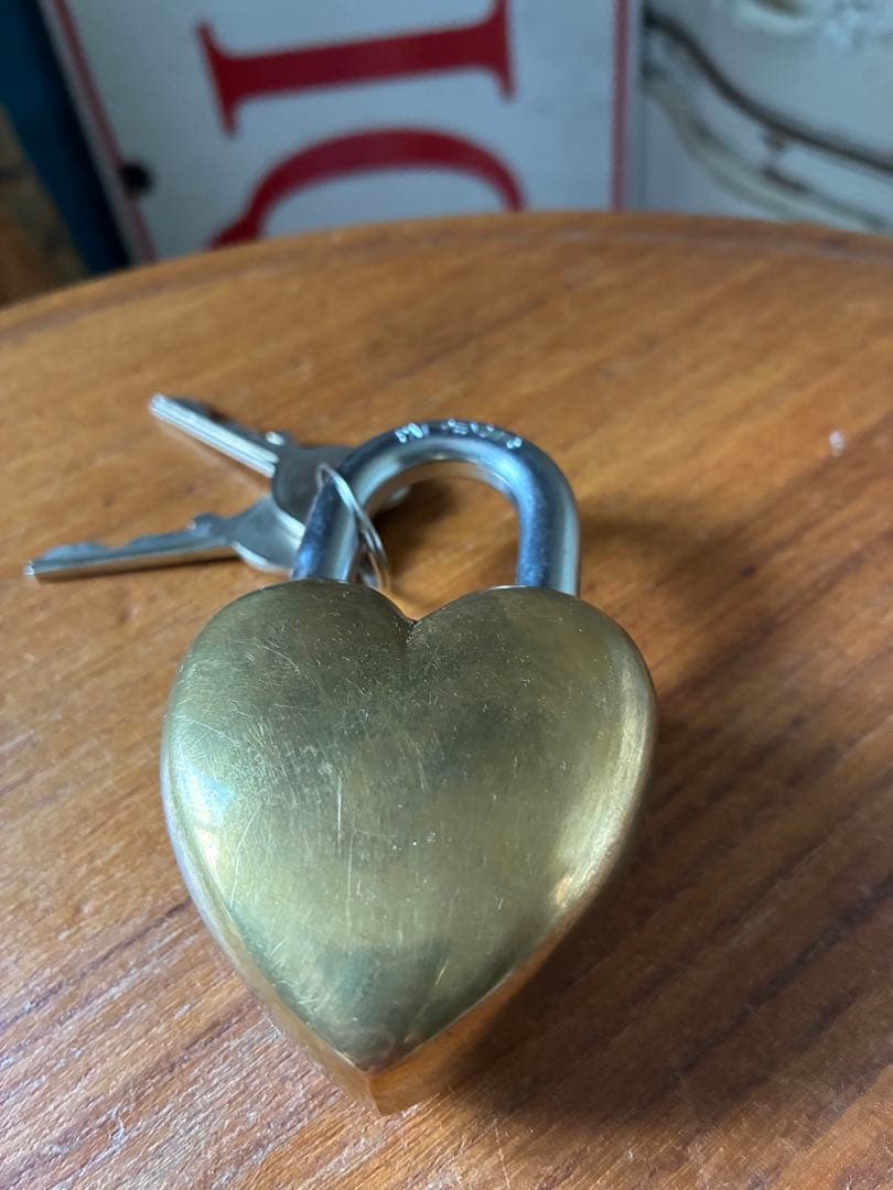 アンティーク 南京錠　鍵 パッドロック　Love lock　キー　真鍮　アメリカ