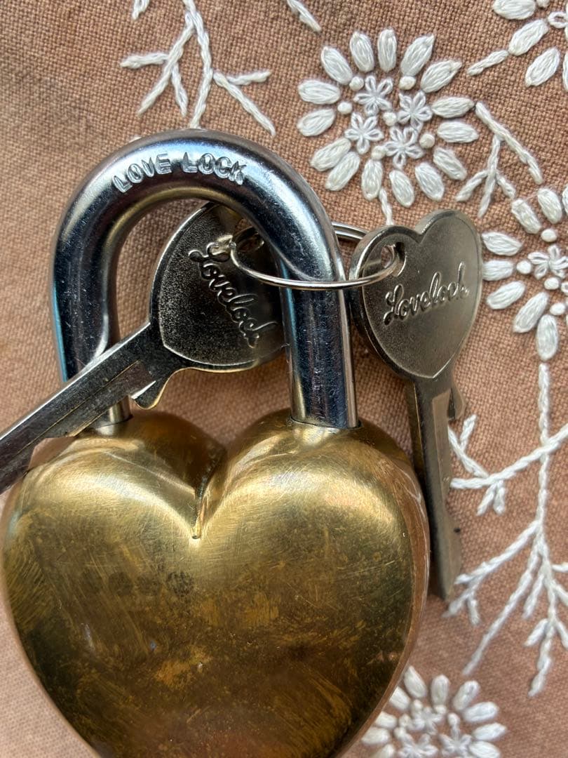 アンティーク 南京錠　鍵 パッドロック　Love lock　キー　真鍮　アメリカ