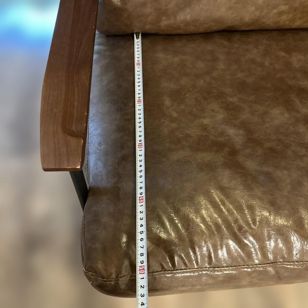 ブラウン 合成皮革 2人掛けソファ