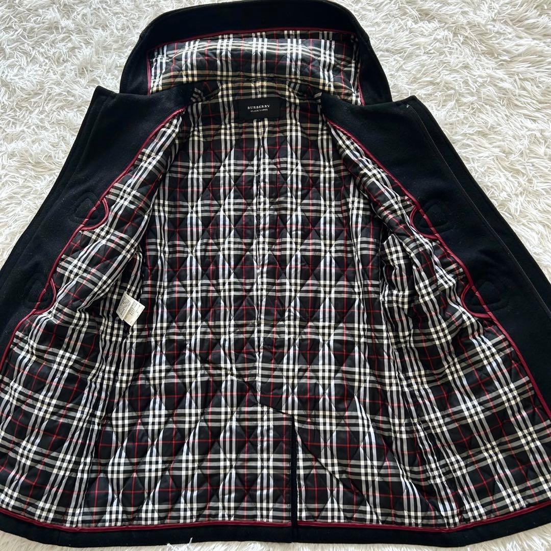 バーバリーブラックレーベル　ダッフルコート　裏地キルティング　ブラック　L相当