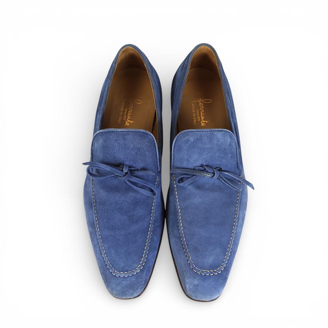 フェランテ|ローファー|スエード|6.5|水色|i1783