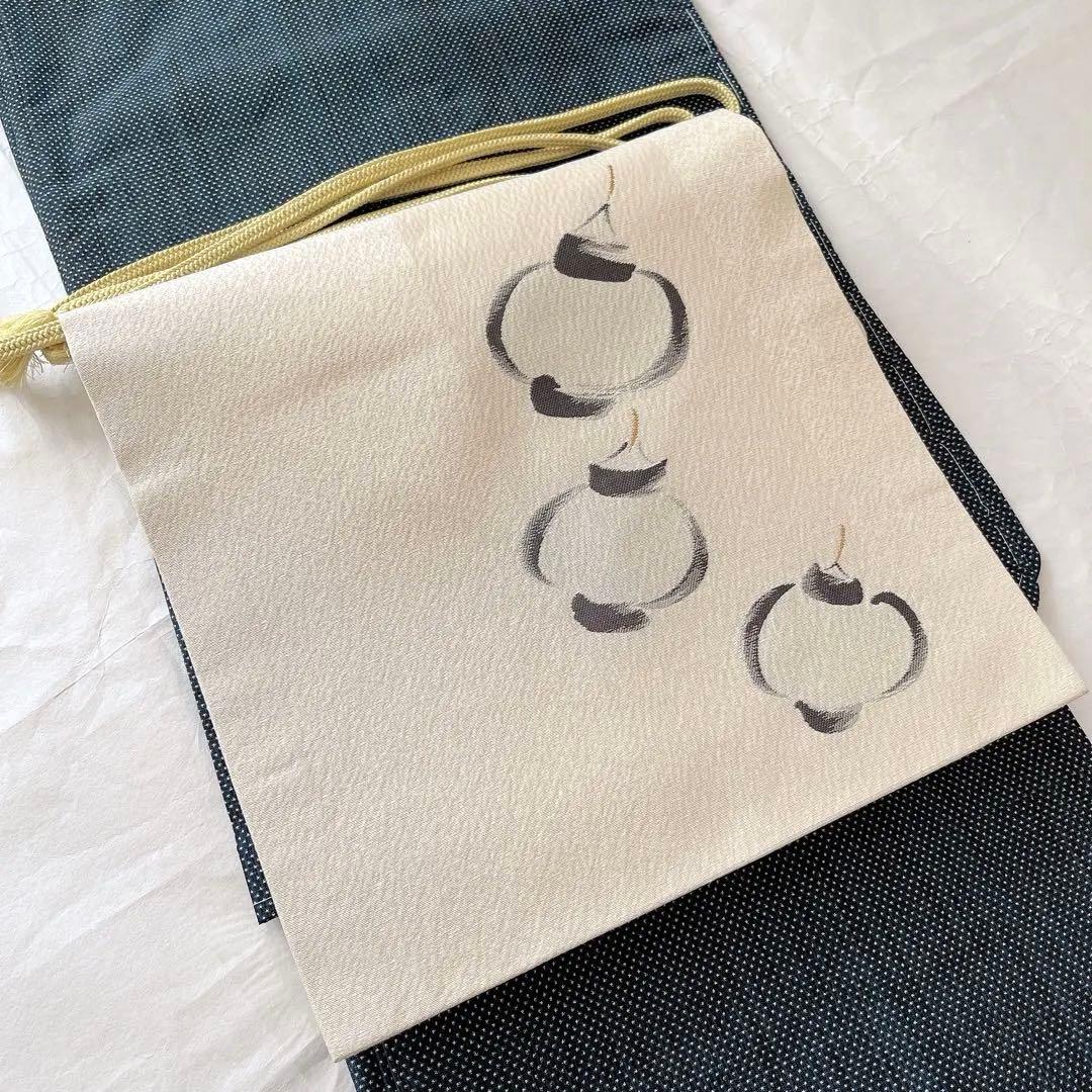 名古屋帯　提灯柄　ちょうちん柄　エクリュ色