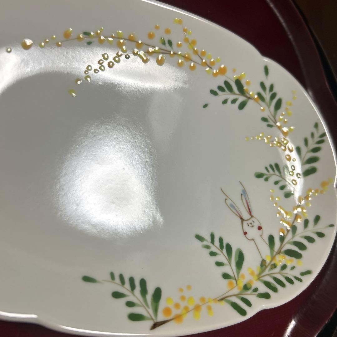 作家　陶芸作家　空萌工房 うさぎ 田口紀美子　ミモザ　はなプレート