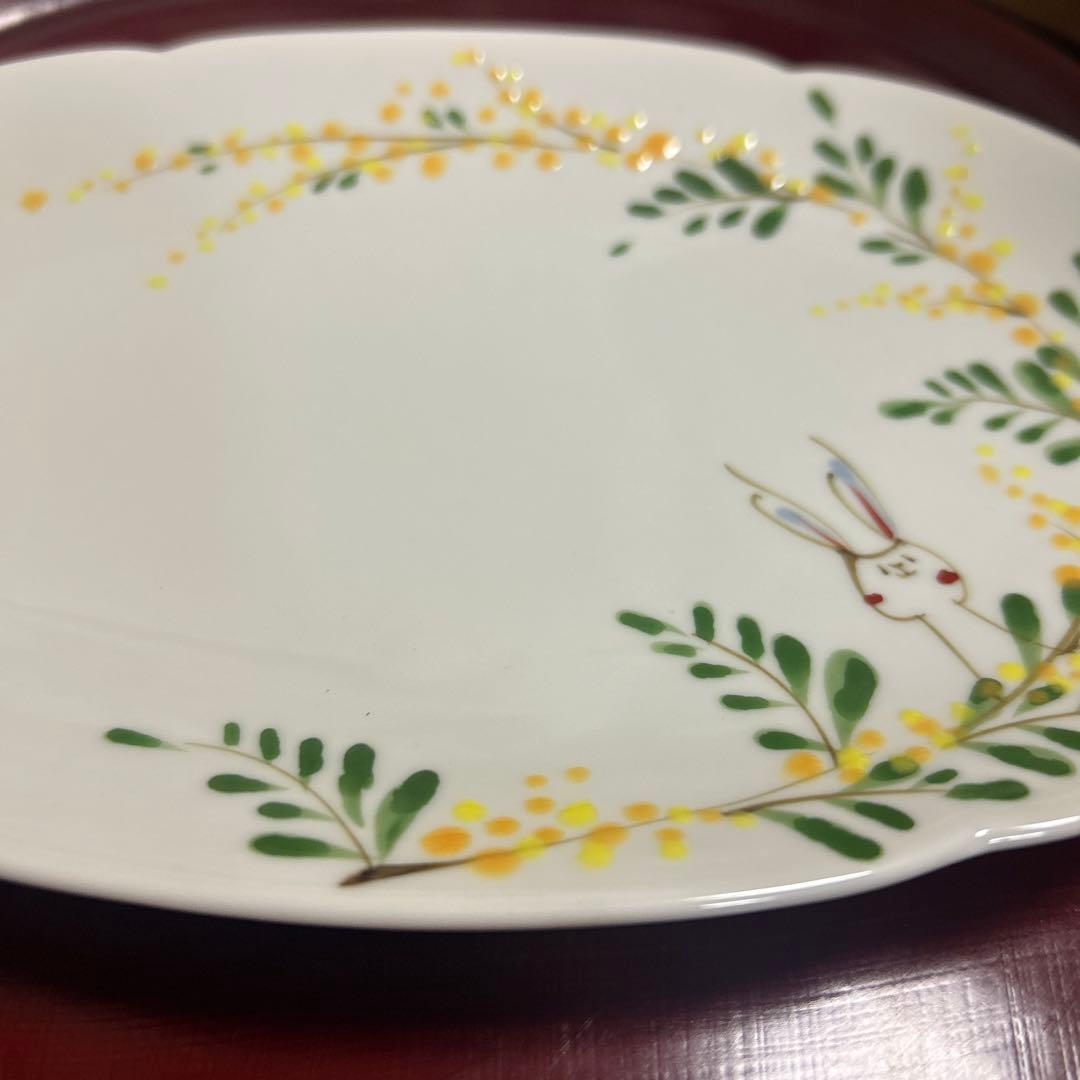 作家　陶芸作家　空萌工房 うさぎ 田口紀美子　ミモザ　はなプレート