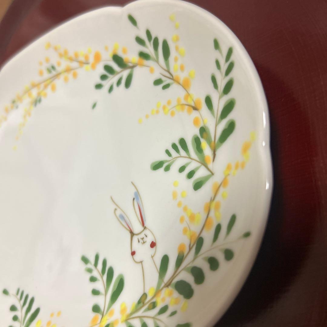 作家　陶芸作家　空萌工房 うさぎ 田口紀美子　ミモザ　はなプレート