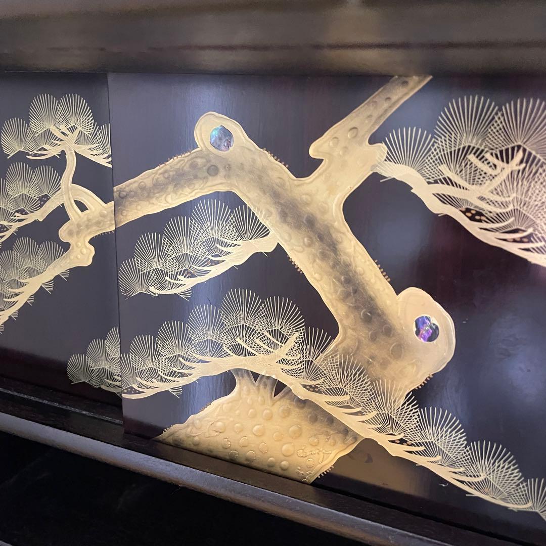 昭和レトロ 茶箪笥 螺鈿細工 松柄 和箪笥 飾り棚 キャビネット