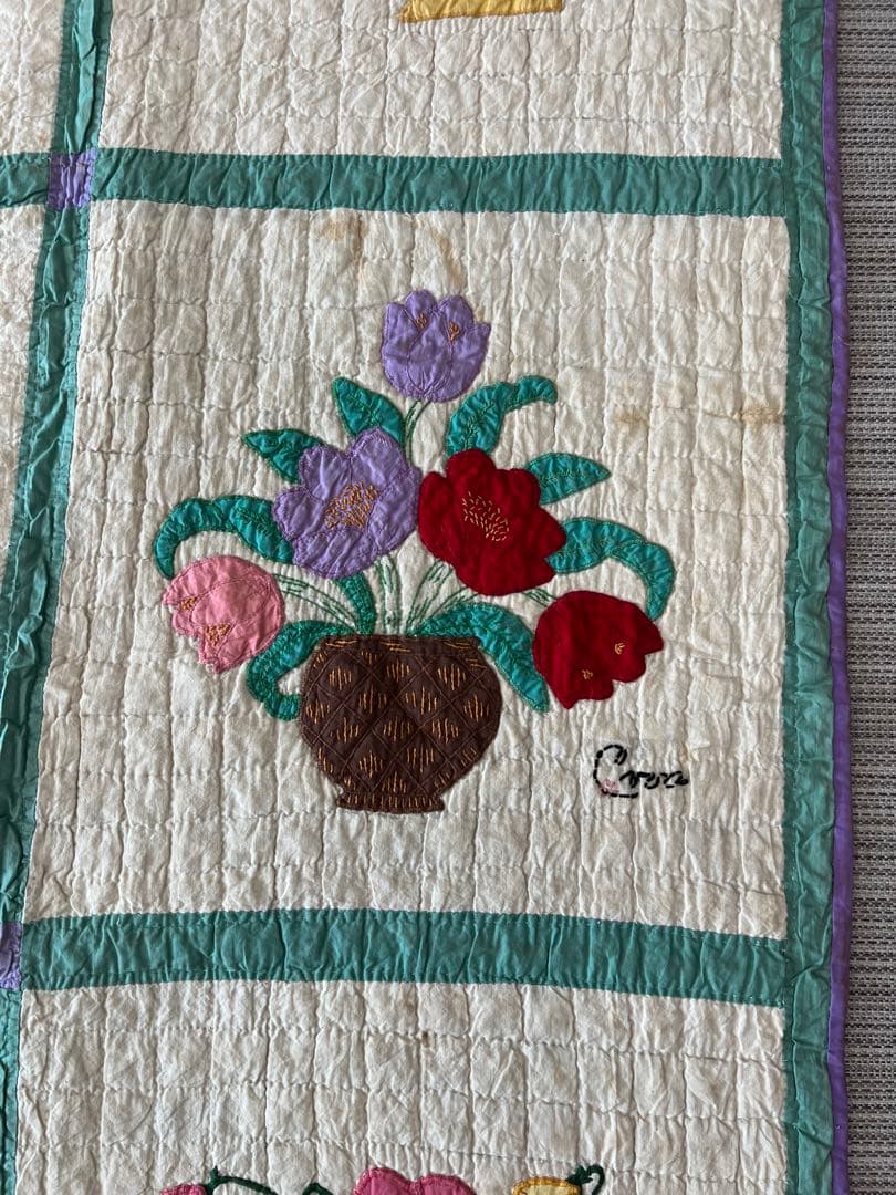 アンティークキルト✴︎刺繍キルト✴︎アップリケキルト