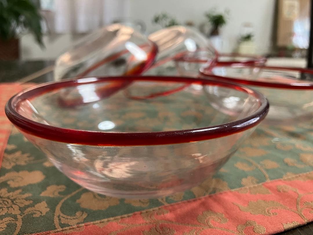 大正〜昭和の時代 昭和レトロ 大正浪漫　吹きガラス　ガラス鉢　5枚