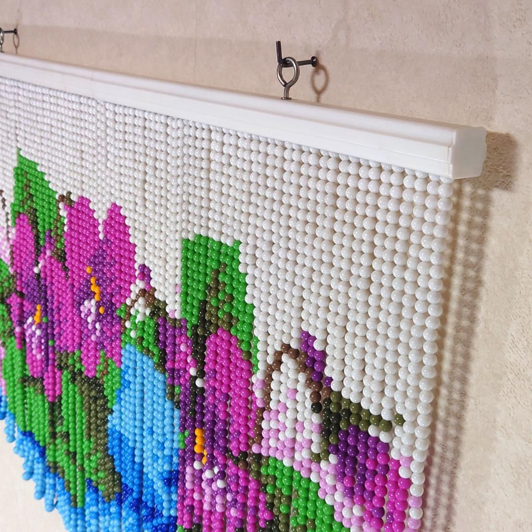 レトロポップ 玉暖簾 花柄 ビーズ 玉すだれ アンティーク 珍品 珠のれん