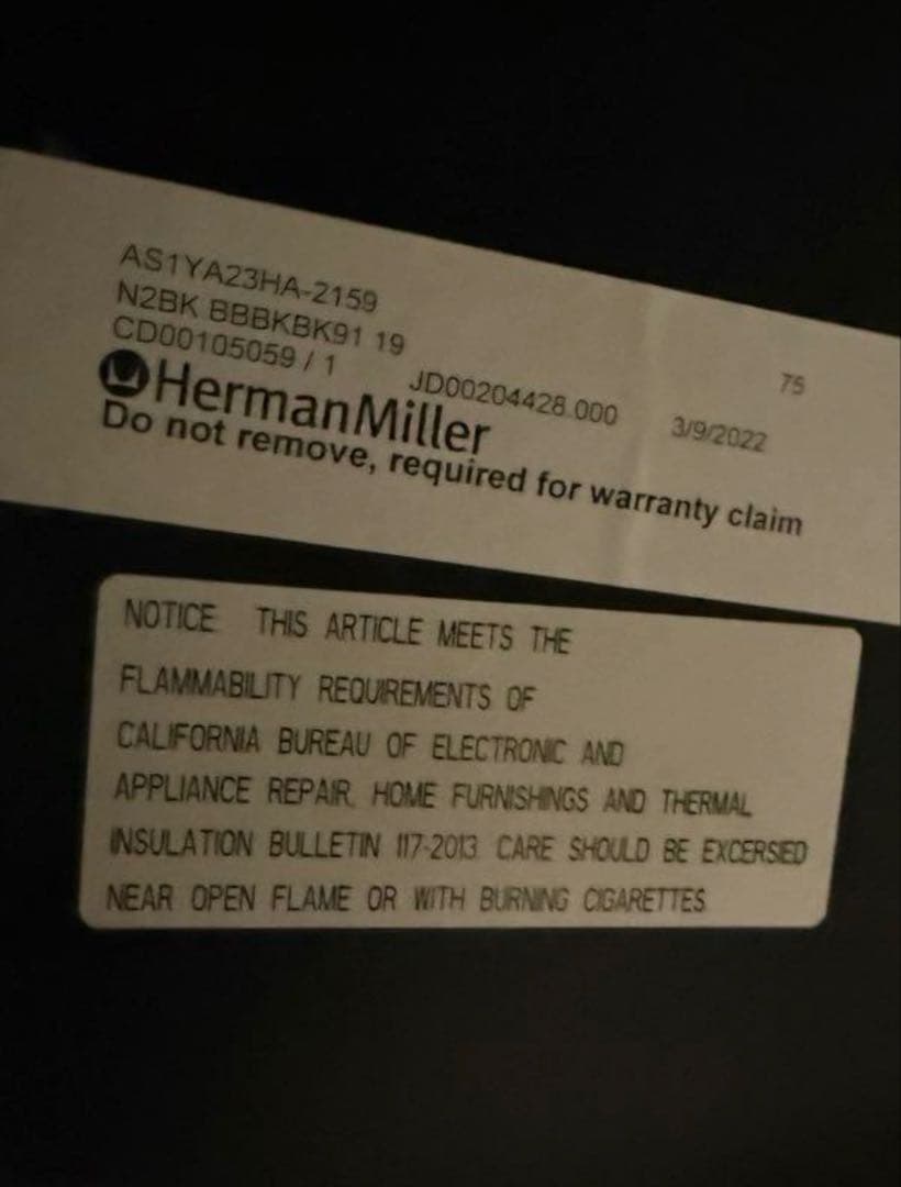 ハーマンミラー　セイルチェア　ブラック　超美品