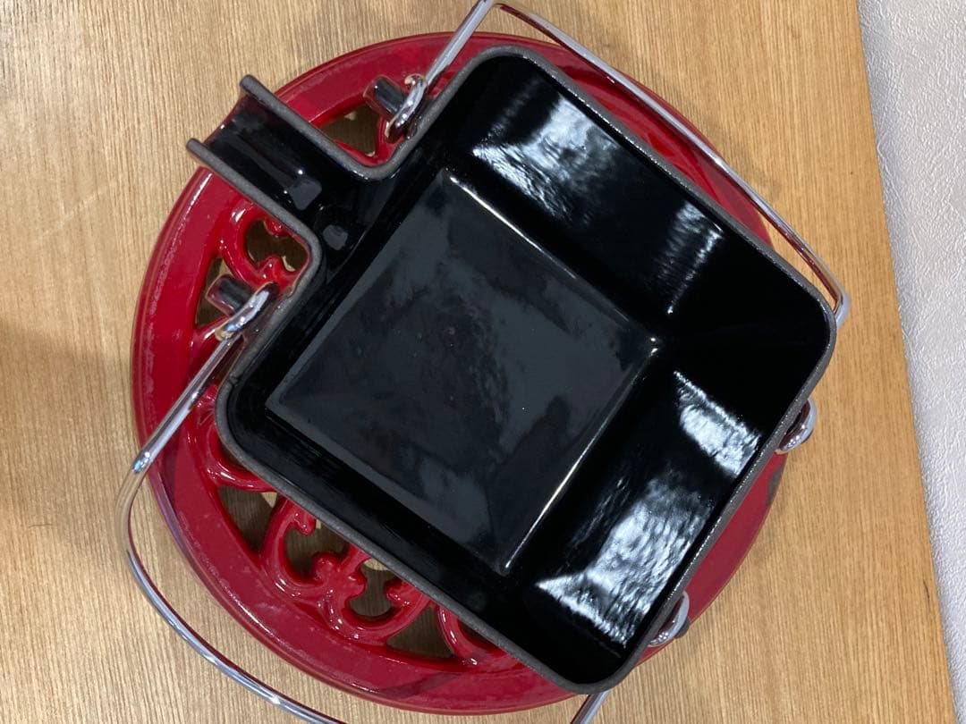 staub スクエアティーポット　ピメント　teapot ケトル　トリベット付き