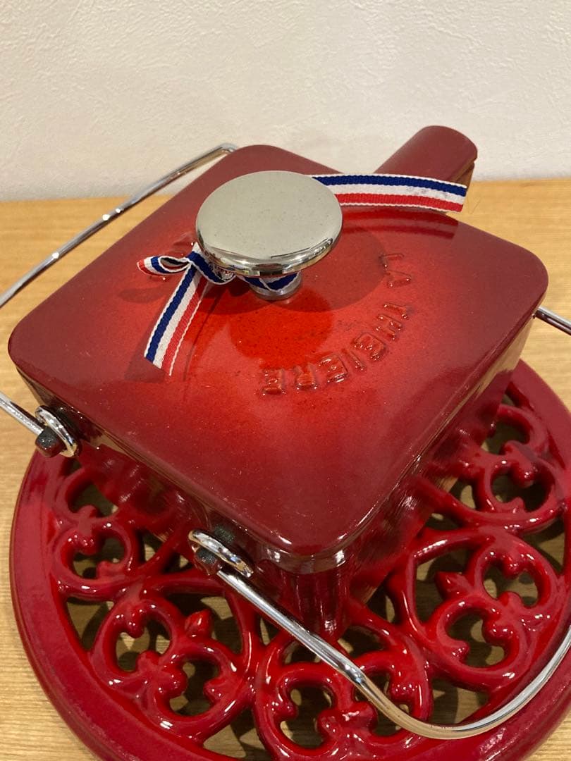 staub スクエアティーポット　ピメント　teapot ケトル　トリベット付き