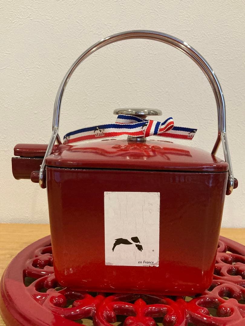 staub スクエアティーポット　ピメント　teapot ケトル　トリベット付き