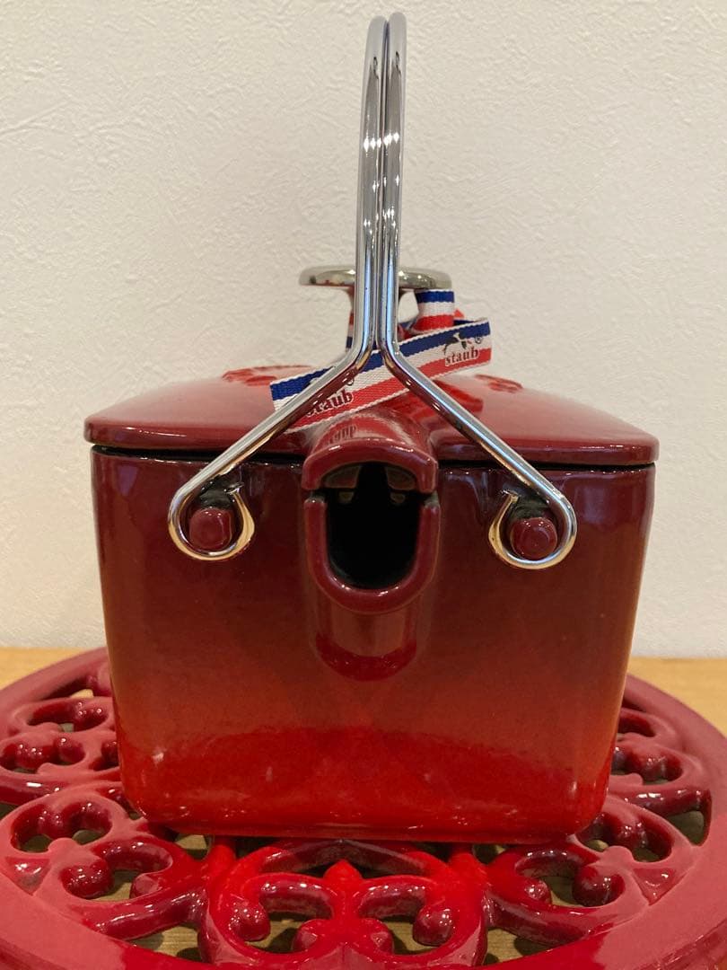 staub スクエアティーポット　ピメント　teapot ケトル　トリベット付き