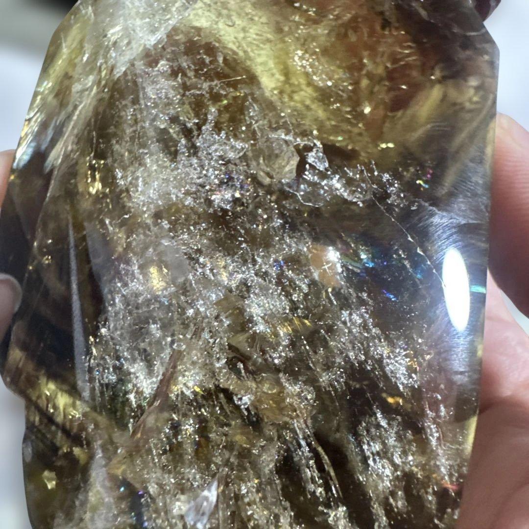 【極上品】スモーキーゼウスシトリンファントム 原石530g 台座付き