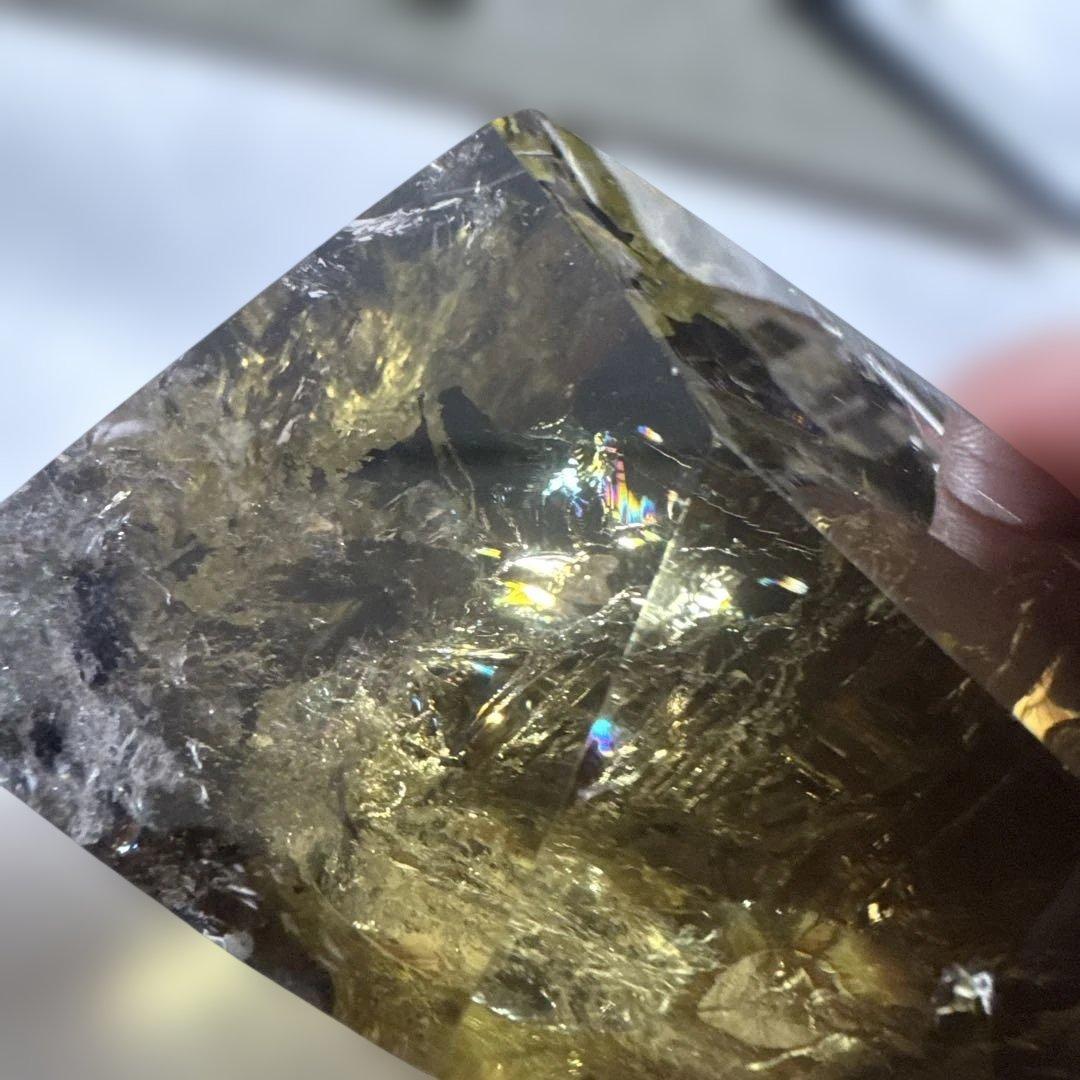 【極上品】スモーキーゼウスシトリンファントム 原石530g 台座付き