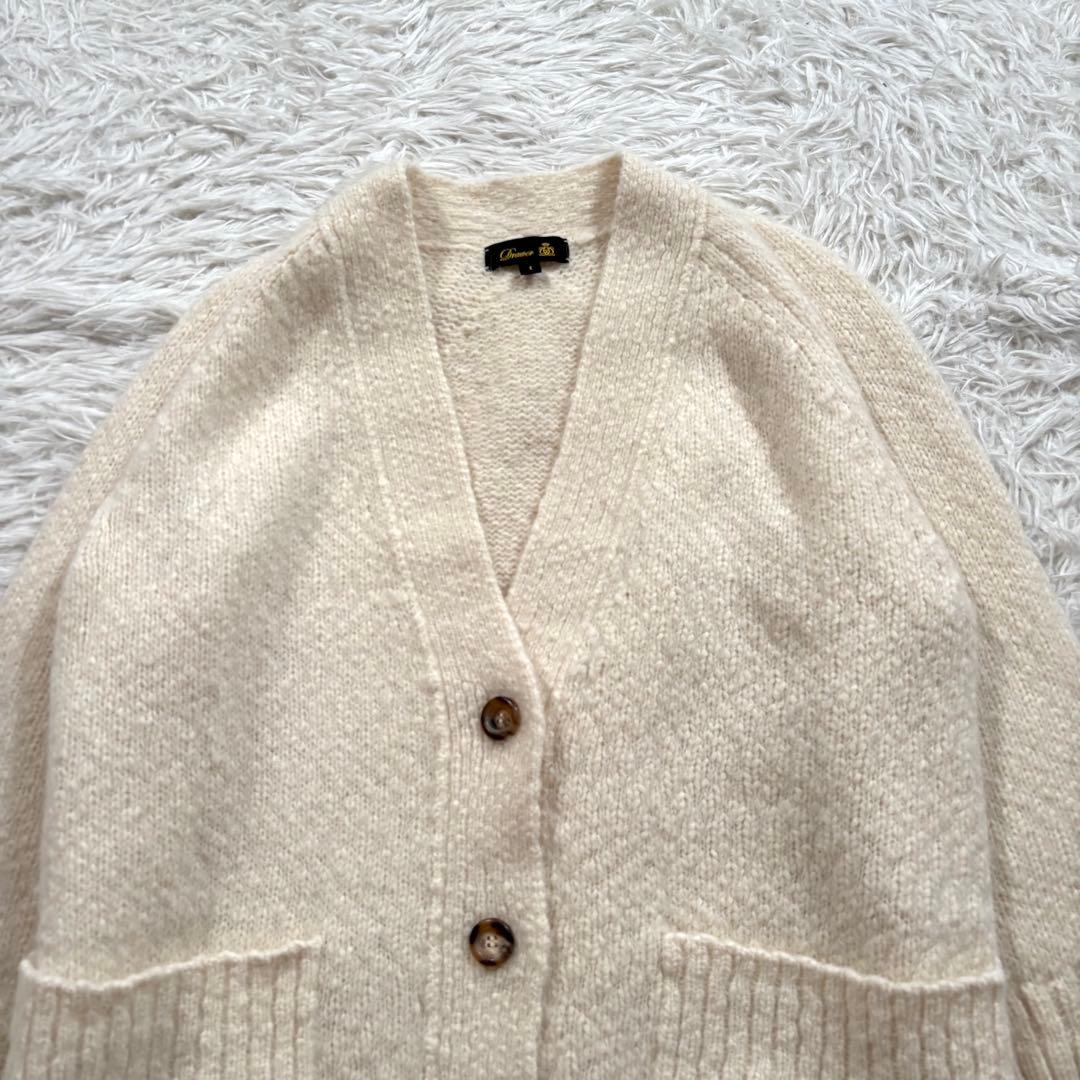 ドゥロワー　アルパカ エルボーパッチ ニット　ロングカーディガン　リブ