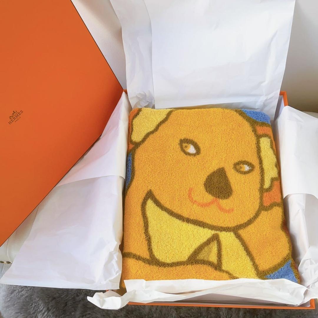 極美品 希少 エルメス ビーチタオル コアラ ラグ バスマット イエロー 動物