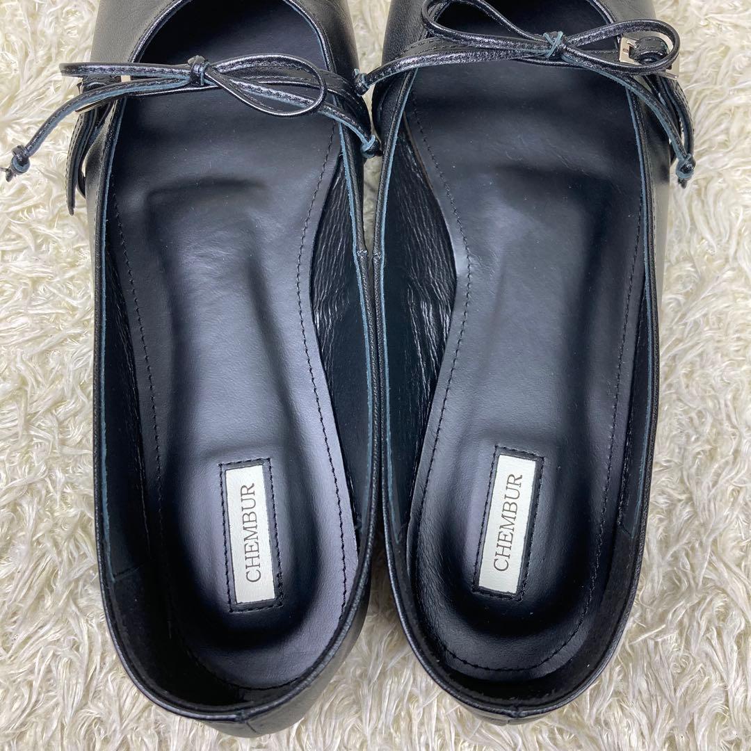 『未使用級』CHEMBUR メリージェーン パンプス スクエア スタッズ リボン