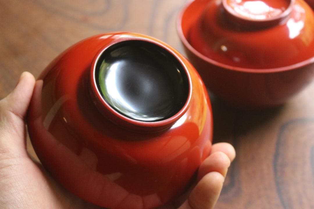 デッドストック！極上朱漆の美しい輪島塗の四つ椀（検漆器漆椀懐石四つ組椀茶道具