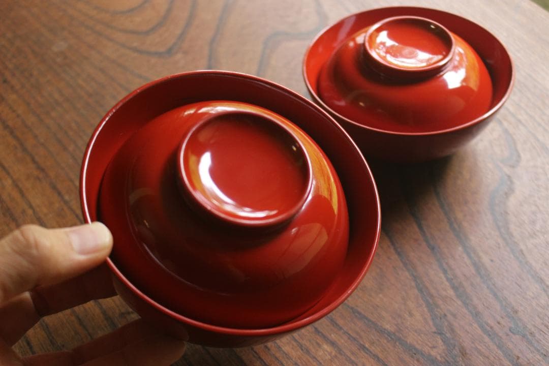 デッドストック！極上朱漆の美しい輪島塗の四つ椀（検漆器漆椀懐石四つ組椀茶道具