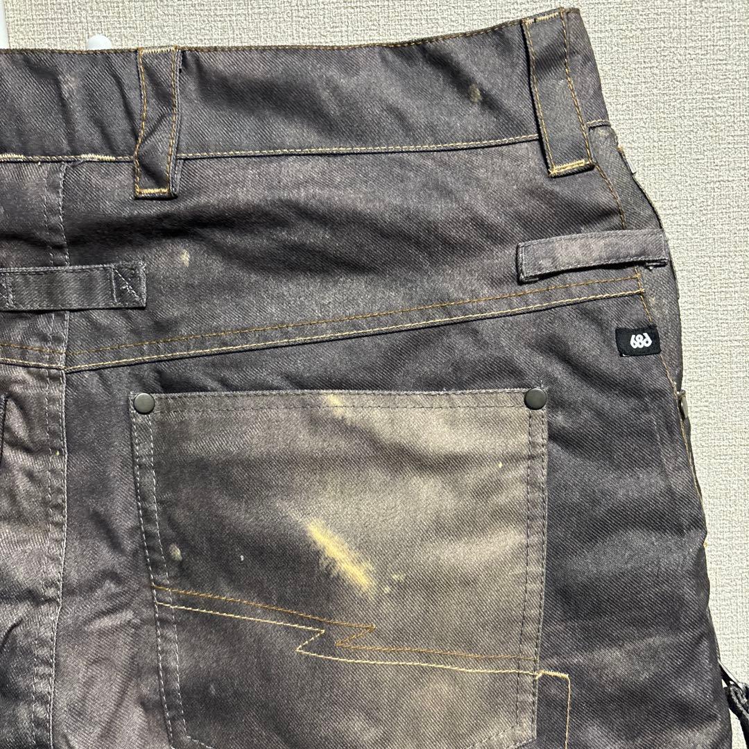 686　スノーボードウェア　ダークグレー　ダメージデニム風