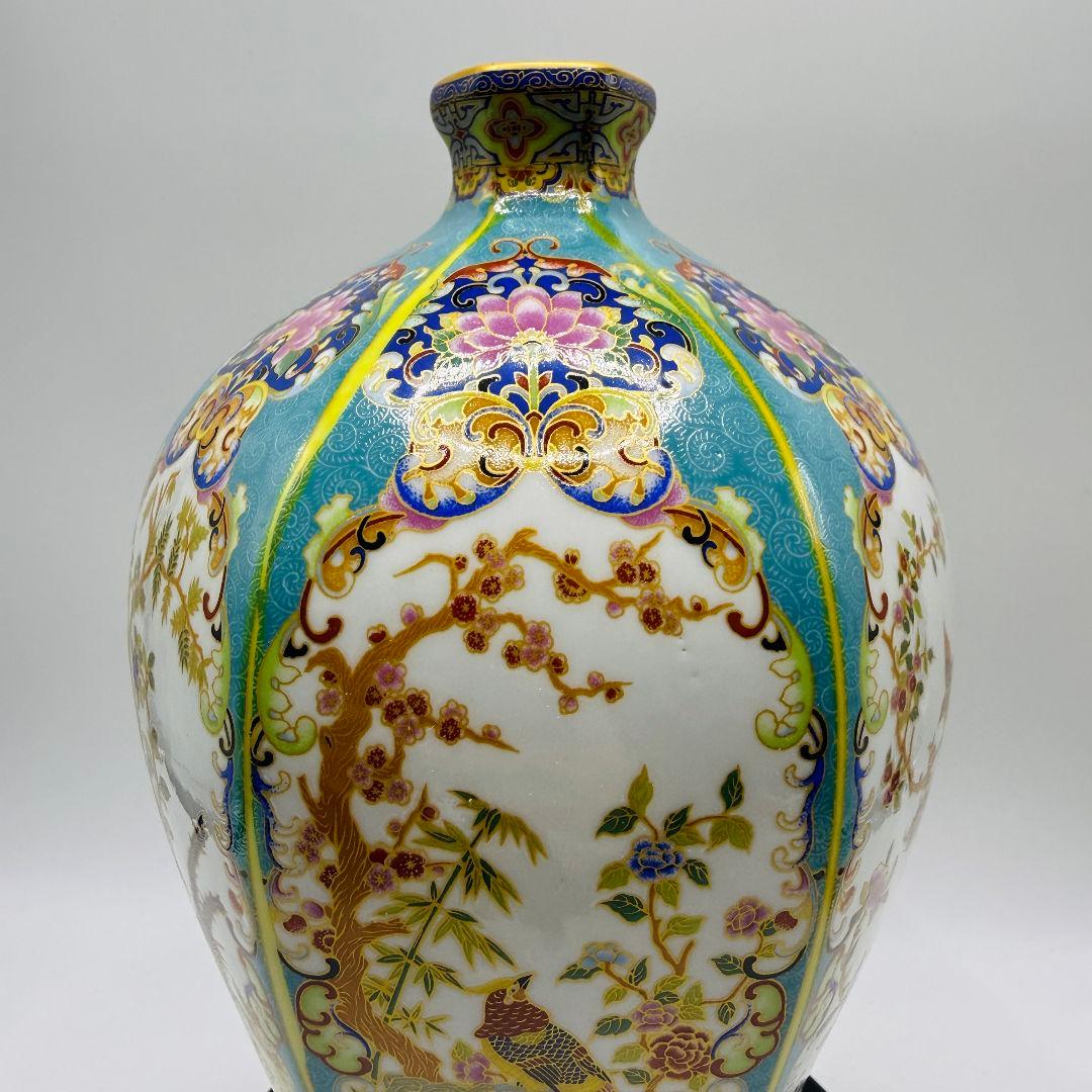 L107 六方花鳥梅瓶骨董磁器