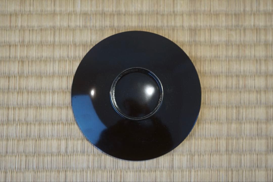 梅花松葉蒔絵・沈金風金円文(竹線刻) 黒漆吸物椀 2客/輪島塗 木製漆器 茶懐石