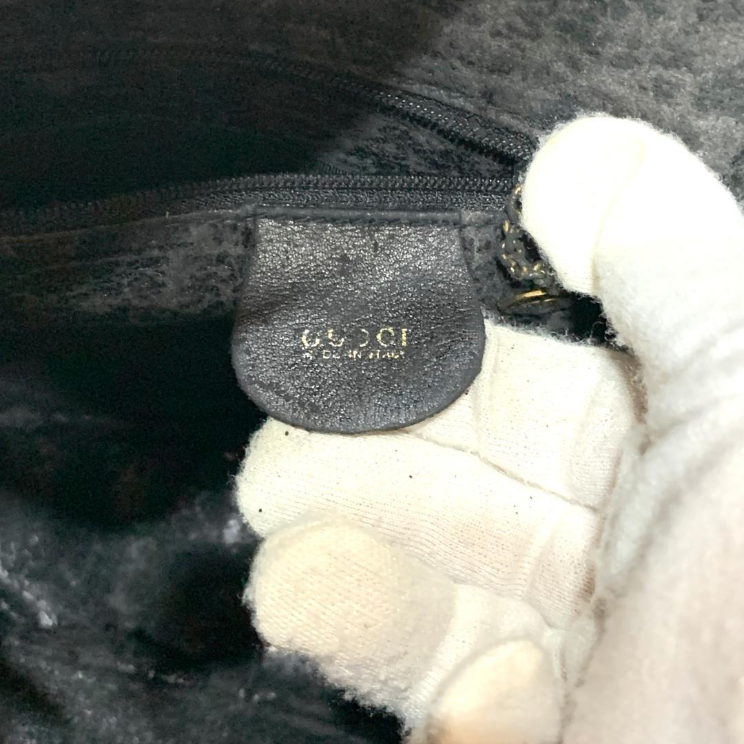 GUCCI グッチ バンブー ブラック レザー ショルダーバッグ