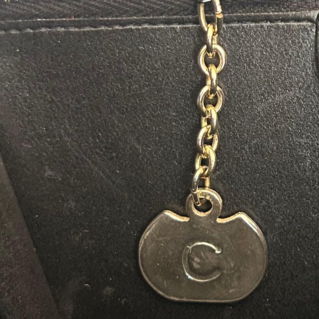 CELINE ブラックレザー ショルダーバッグ スター金具ゴールド