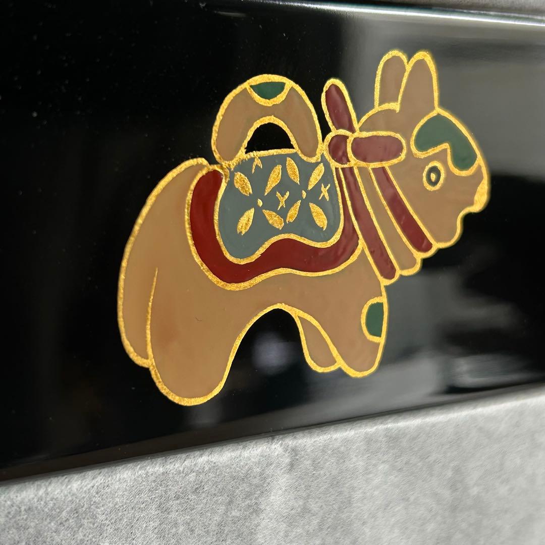 【未使用】象彦　本漆　黒漆塗り　6.5寸　19.5cm角　三段重　重箱