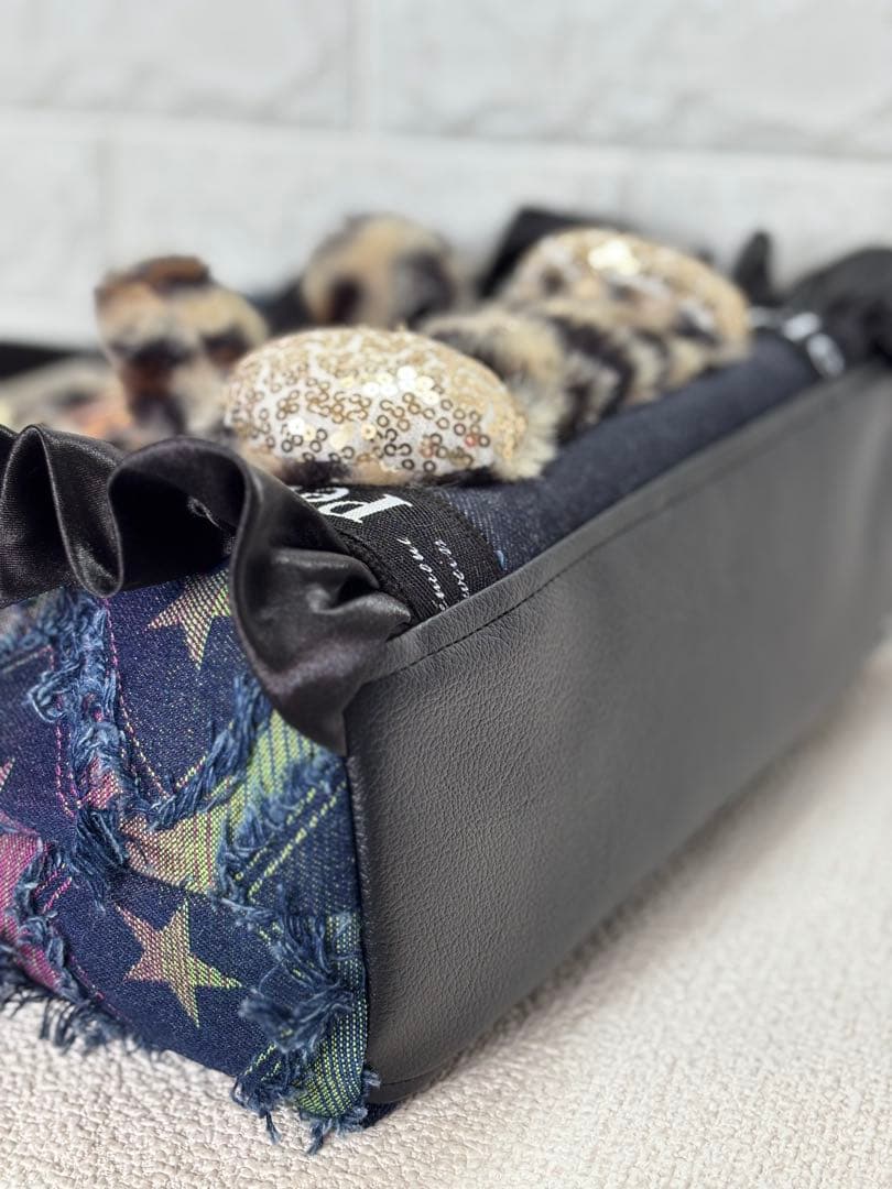 ゆ*ら様 コヤンイサムチョン　ハンドメイデニムトートバッグ　ヒョウ柄サンダーちゃ