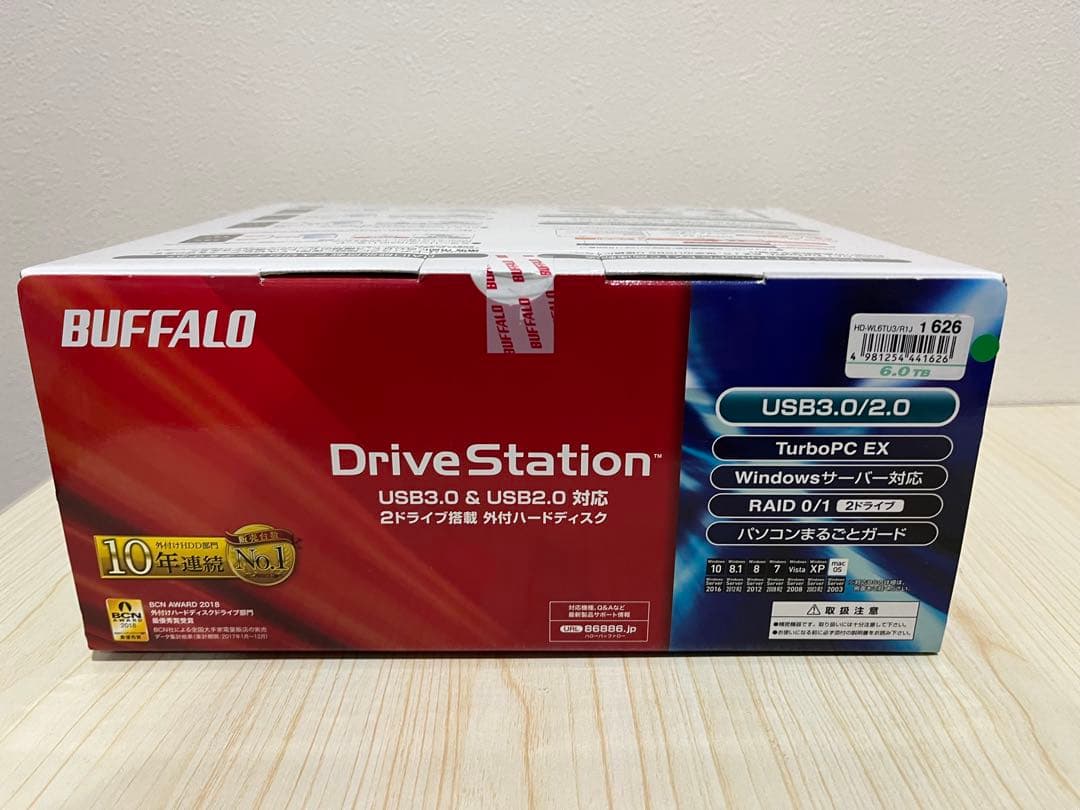 【新品未使用】BUFFALO 外付けHDD 6TB HD-WL6TU3/R1J