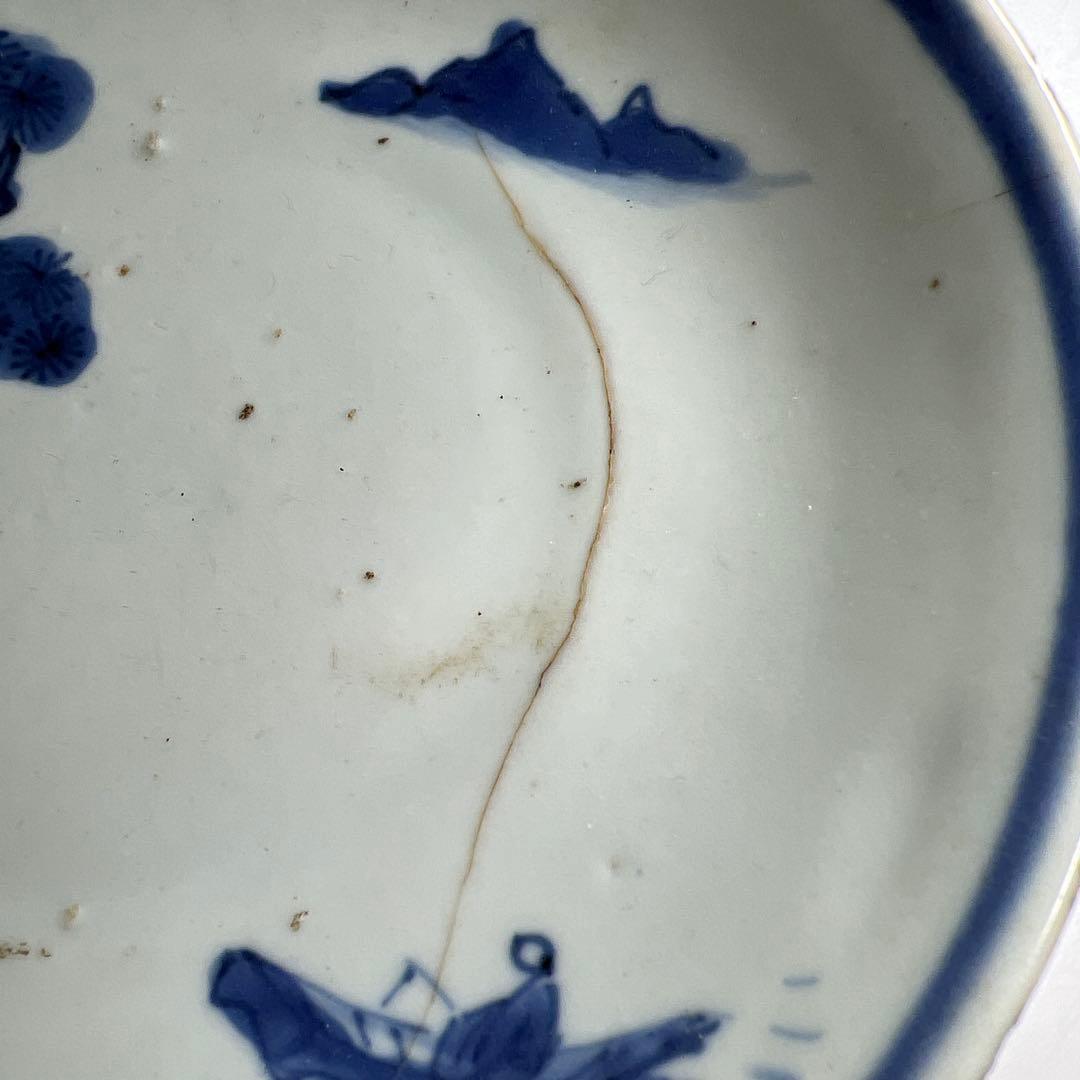 中国明時代　古染付中皿　直径約15.5㎝　東Y8-0114☆2Fタルチ