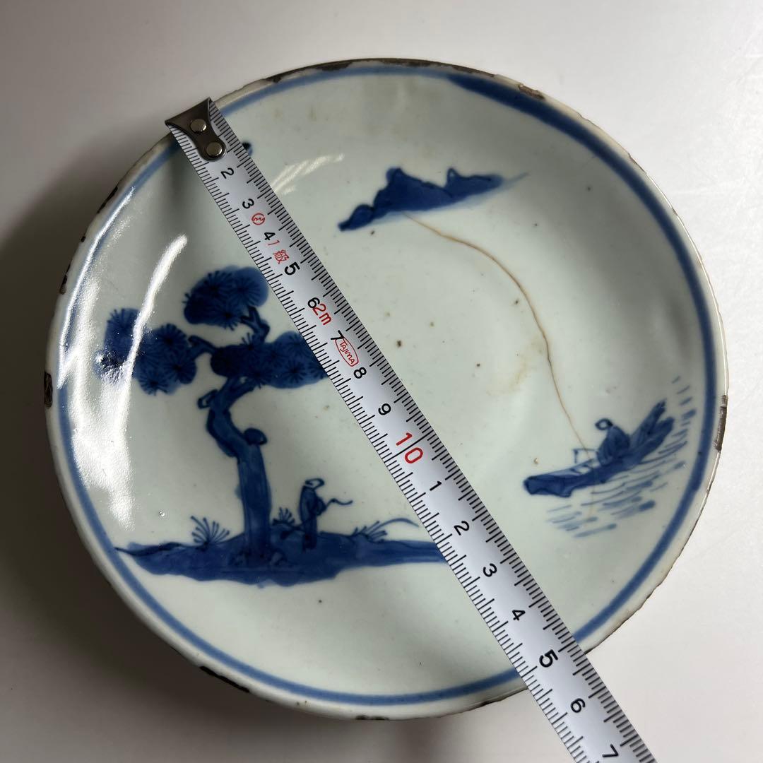 中国明時代　古染付中皿　直径約15.5㎝　東Y8-0114☆2Fタルチ