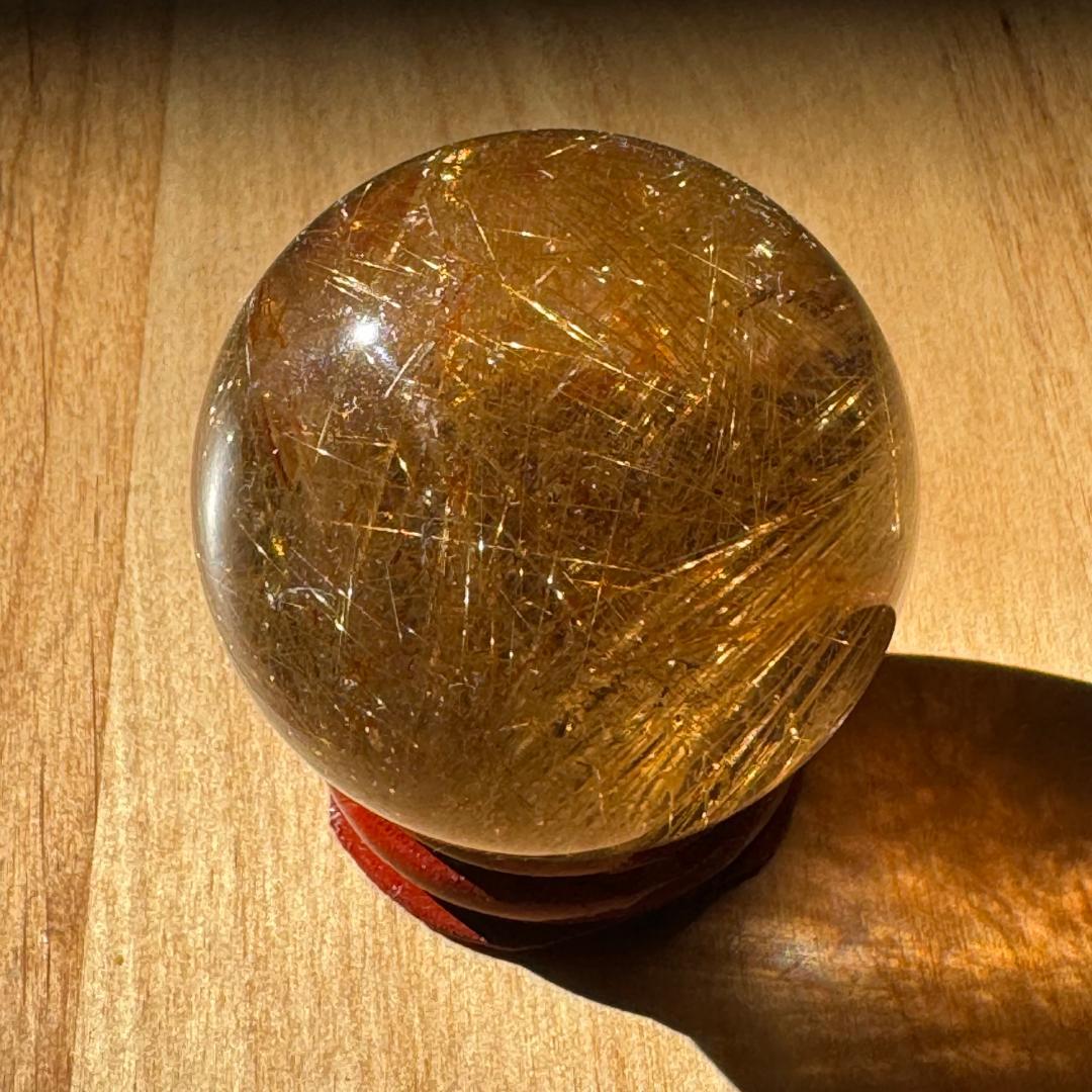 金運アップ◇ゴールドルチルクォーツ◇丸玉　約44.5㎜