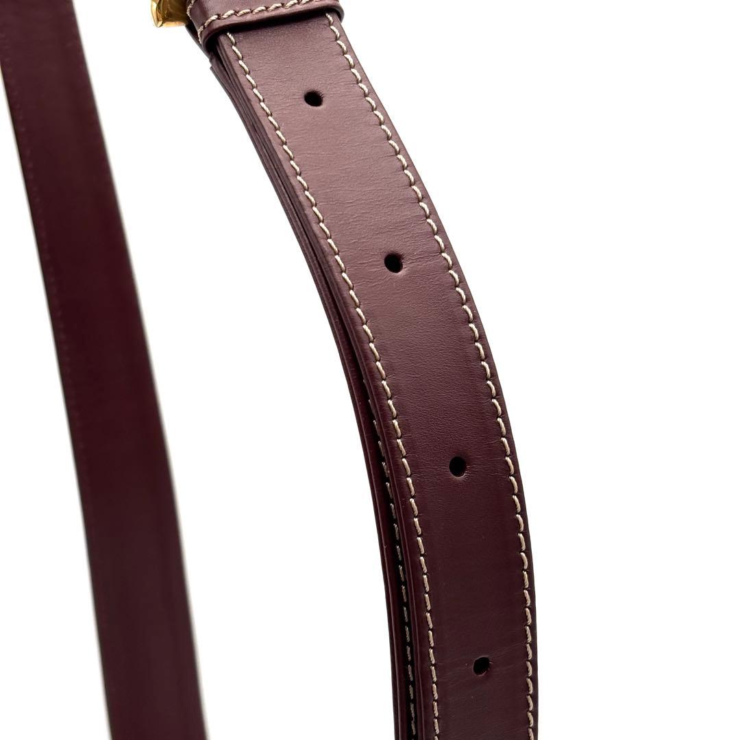 未使用に近い カルティエ マストライン ショルダーバッグ ターンロック ボルドー