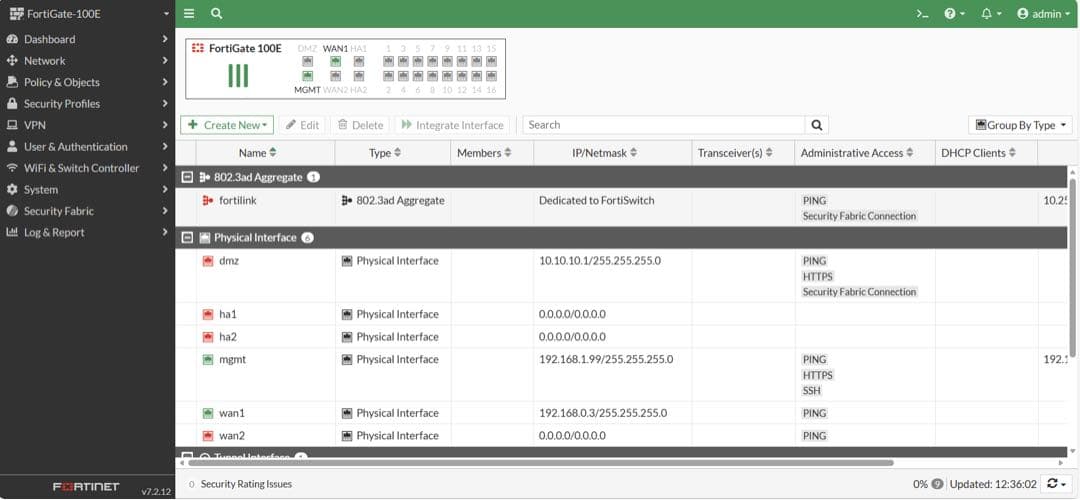 FORTINET FORTIGATE-100E 2台セット【v7.2.12】