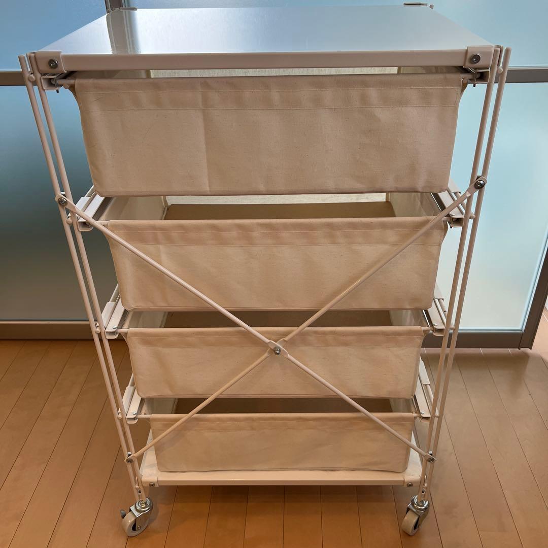 無印・スチールユニットシェルフ帆布バスケットセット幅56ｃｍタイプ・ライトグレー