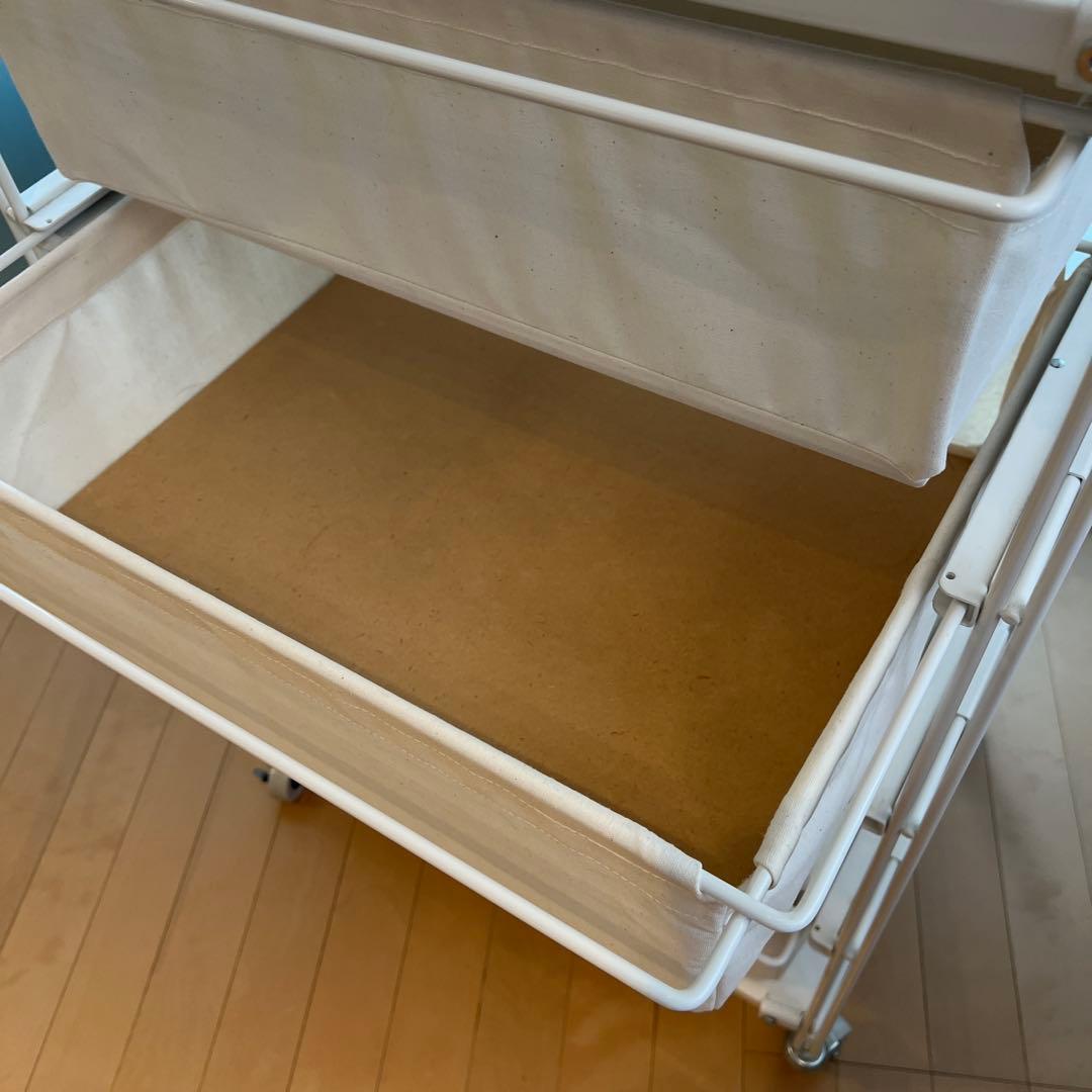 無印・スチールユニットシェルフ帆布バスケットセット幅56ｃｍタイプ・ライトグレー