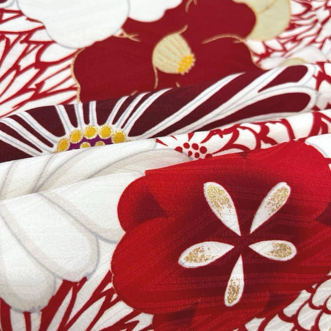 ジュニア卒業式着物 菊椿赤 十三参り着物 袴下着物 【九重】