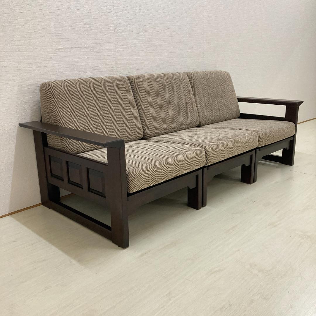 北海道民芸家具　飛騨産業　３人掛けソファ　セパレート