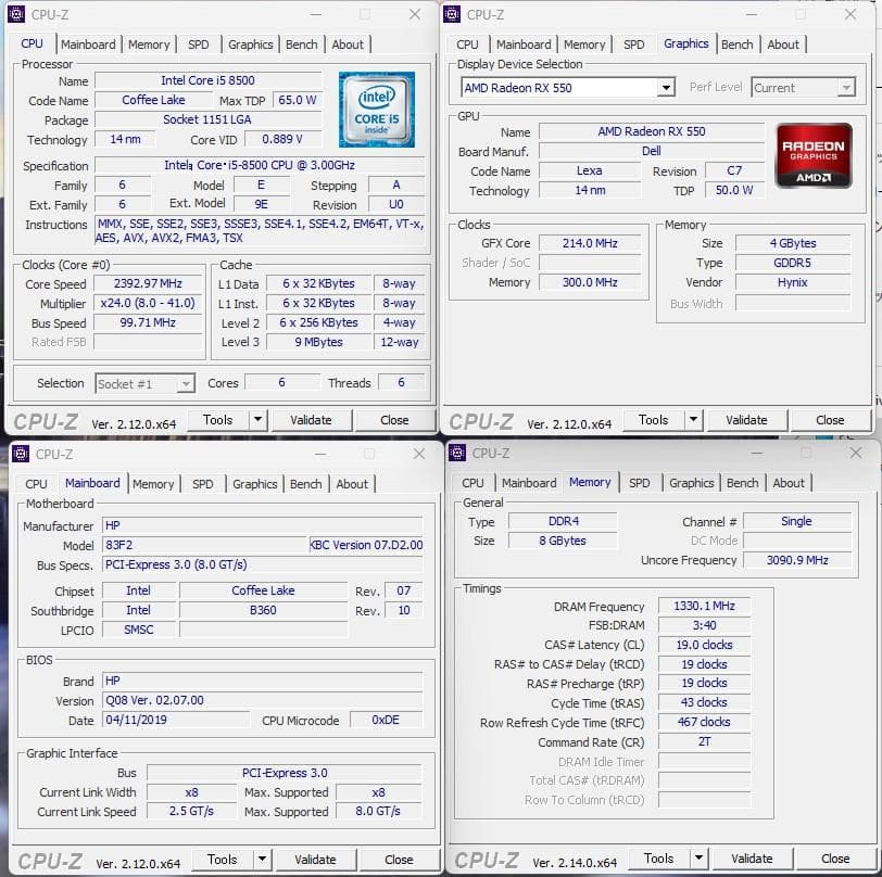 小型超高性能PC/i5-8500/RX550 Win11 Office2021
