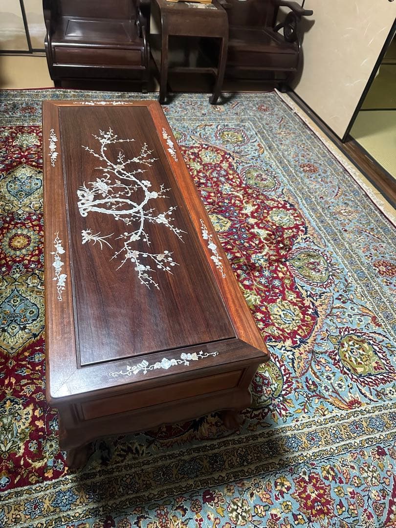 螺鈿細工 座卓 3引き出し付き