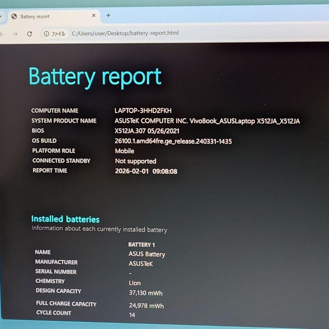 初期設定済：ASUS Win11ノート SSD512GB＋HDDメモリ12GB
