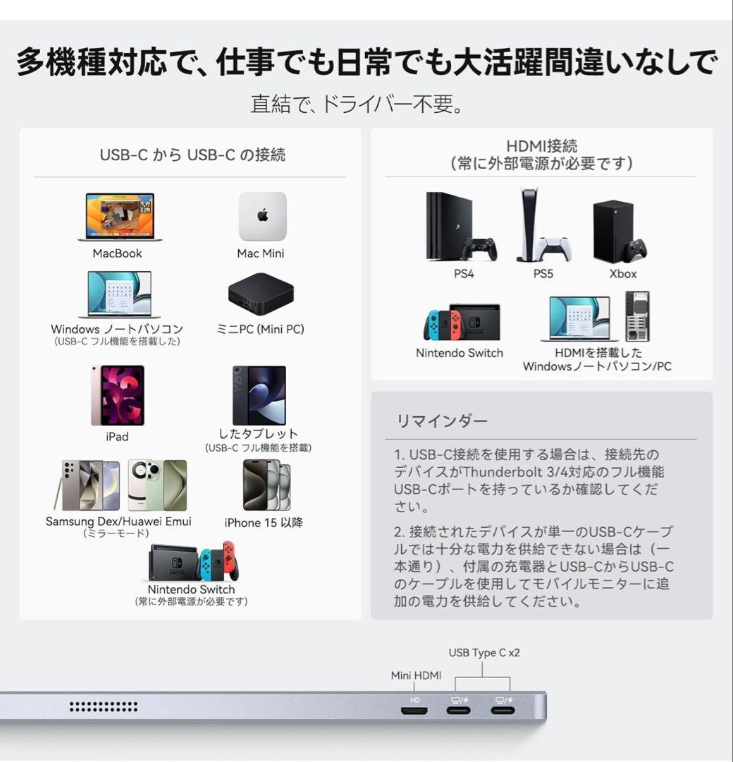 最終値引き‼️モバイルモニター 4k 13.4 インチ IGZOスクリーン